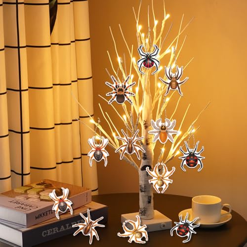 Halloween Spider Hanging Ornaments Set - Creepy Wall Door Tree Decor - 24 Pcs