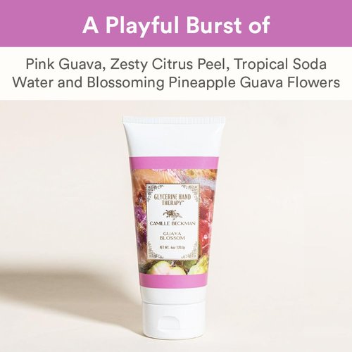 Camille Beckman Glycerine Hand Therapy Cream, Guava Blossom, Ultra Moisturizing Hand Cream for Dry, Cracked Hands, Non-Greasy, Paraben-Free, Made in USA, 6 Ounce