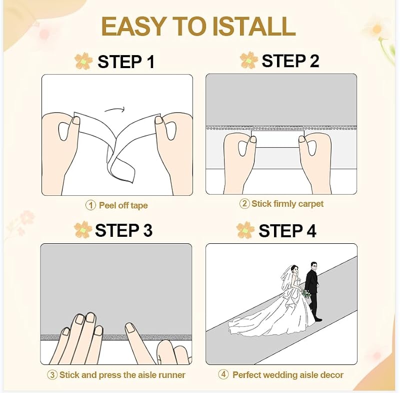 Vine White Aisle Runner for Wedding Ceremony 3x50Feet - Indoor & Outdoor Church Decorations