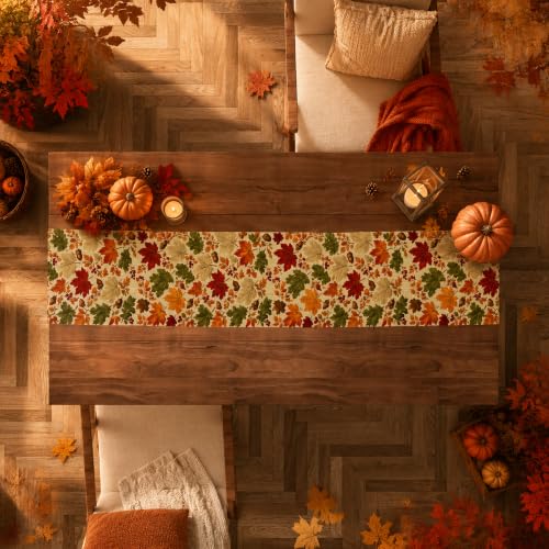 Fall Maple Leaves Table Runner for Thanksgiving & Autumn Decor - OHOME