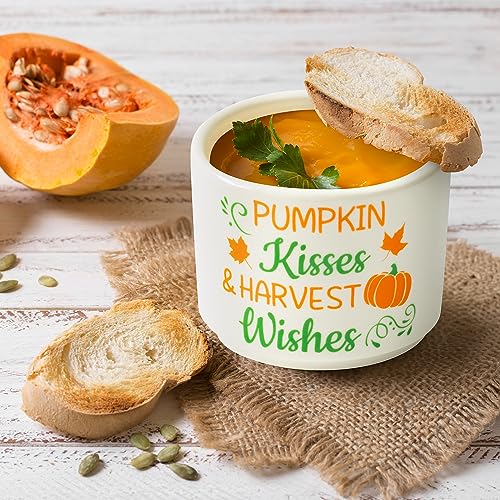 Mini Autumn Ceramic Candy Dish Set - Pumpkin & Maple Leaves, 3.5x2.8 Inches - Fall Decor, Thanksgiving Tableware (Variation of 1)
