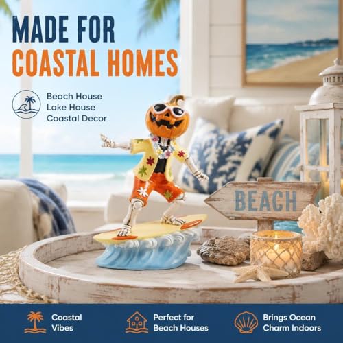 Halloween Decor Indoor Mantel Table Figurine - Orange Summerween Skeleton