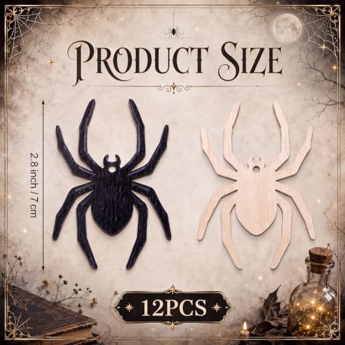 Halloween Spider Decorations Set - 12 Black Hanging Spiders for Haunted Tree & Scene
