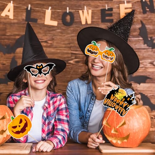 Multi-Coloured Halloween Photo Booth Props Set - 30 Pieces Party Decorations