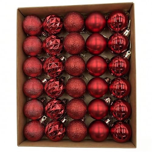 HipTree Red Christmas Halloween Tree Ornament Set 30 Pieces - 1.57 Inch