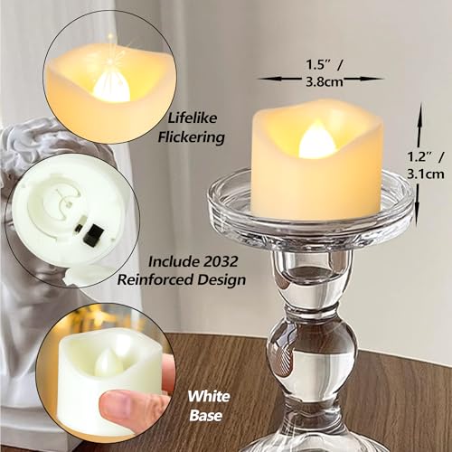 Cream White 6 Pack Flameless Votive Candles - Battery Operated, Flickering Light