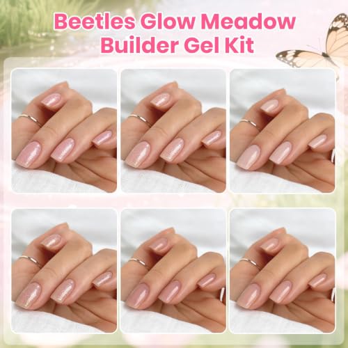 Glow Meadow Beetles Builder Gel Nail Kit - 6 Colors for DIY Nails - Variation A