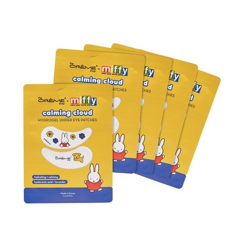 The Crème Shop x Miffy Calming Cloud Hydrogel Under Eye Patches - 5 Korean Skincare Eye Masks with Hyaluronic Acid & Lavender, for Dark Circles, Puffy Eyes, Revitalizing, Cute Design (Pack of 5)