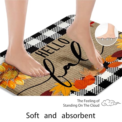 Fall Sunflower Bathroom Rug Mat Set of 2 - Microfiber Memory Foam Non-Slip 16x24 & 20x32 Inches