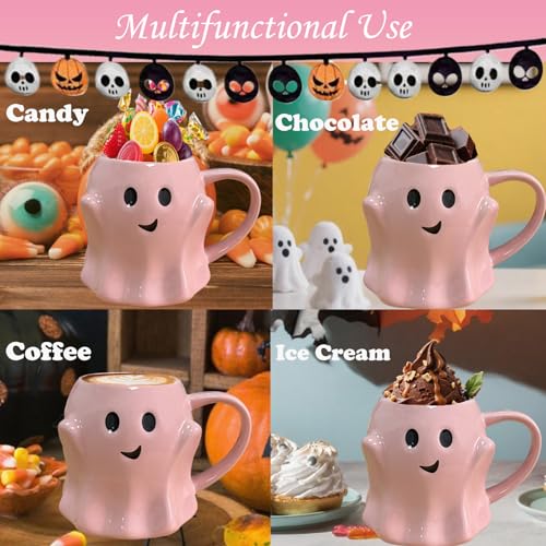 Halloween Ghost Mug 3D Cute Ghostface Ceramic Coffee Cup - Pink