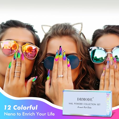 Bright Fluorescent Nail Pigment Powder Set - 12 Neon Colors for Nail Art & DIY Crafts