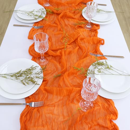 Orange Cheesecloth Table Runner - 36x10FT Bulk 5 Pack Rustic Fall Wedding Decor