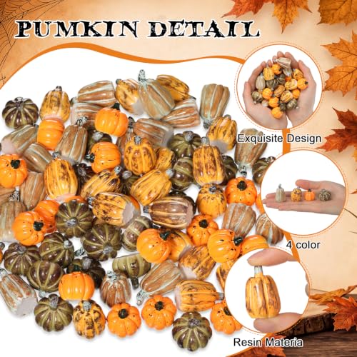 Fall Mix Mini Pumpkins Set - 80 Resin Decorations for Thanksgiving & Fall Crafts