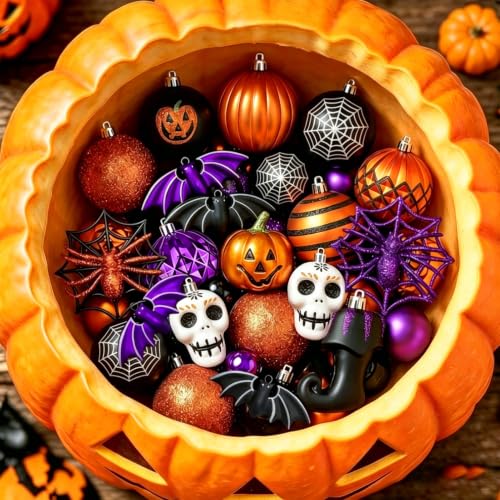 100pcs Halloween Shatterproof Ball Ornaments Set - Spooky Tree Decorations