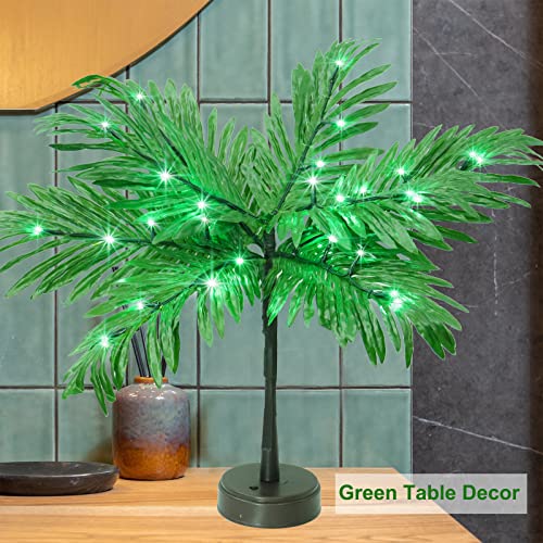 Lighted Palm Tree for Table Decor - Green Luau Party Decorations - 23 Inch Artificial Tree with Lights - Tropical Hawaiian Summer Home Party Centerpiece Variation of THIS listing
