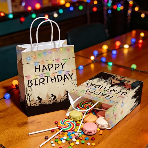 16Pcs Spooky Rustic Alphabet Party Favor Bags with Variations - Orange, Purple, Blue, Green