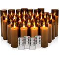 Gray LED Flameless Pillar Candles with Remote Control - 24 Pack