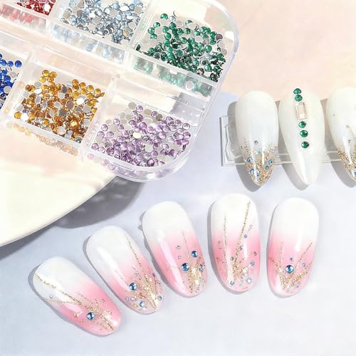 Multicolor Nail Gems Set - 3000pcs 2mm Rhinestones for Nail Art & Crafts
