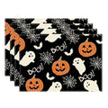 Halloween Ghost Pumpkin Placemats Set of 4 - 12x18 Inch Table Decor