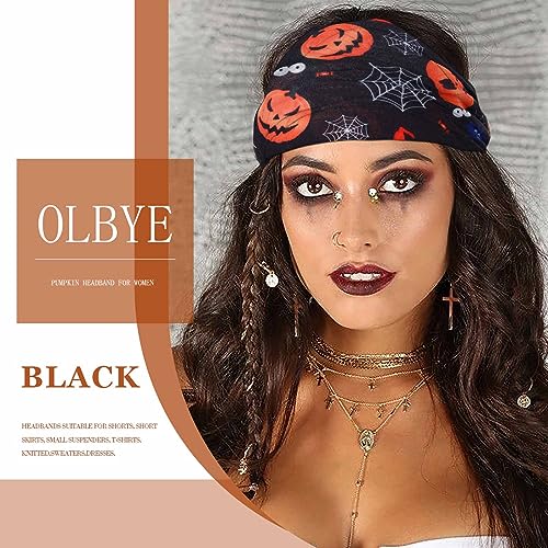 Halloween Headbands for Women Wide Knotted Ghost Pumpkin Non Slip Hair Accessories - Variation A