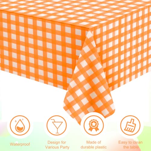 Orange Gingham Tablecloth Set - 12 Pack 54x108 Inches Fall Picnic Decor Variation of THIS listing: Orange / 12