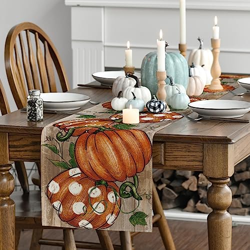 Artoid Mode 210 GSM Fall Table Runner 13x72 Inch Wood Pattern Home Decor