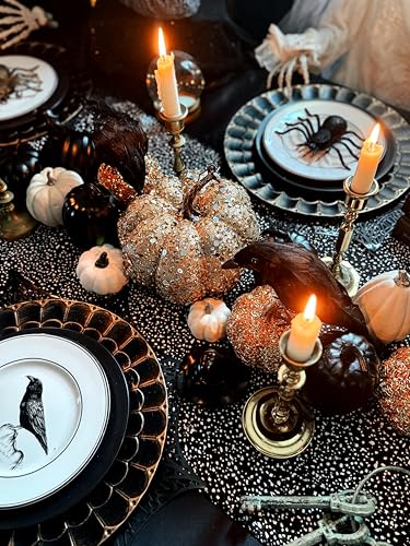 12-Piece Black Decorative Plastic Charge Plates for Holiday & Dinner Table Setting - Variation of THIS listing