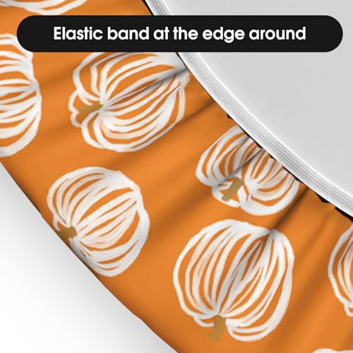 Fall Fitted Tablecloth for 64x44 Inch Oval - Orange Pumpkin Design