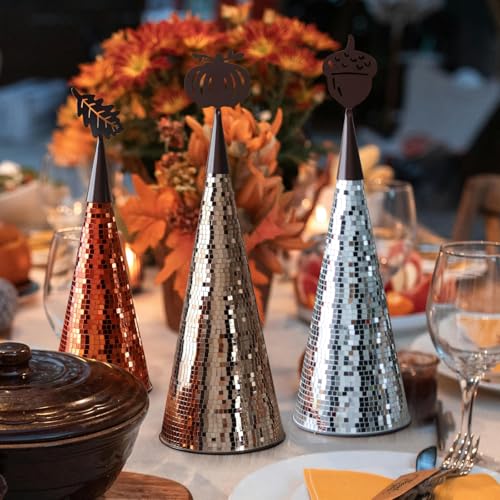 Fall Table Decor Tree Set - Handmade Disco Glass Centerpieces for Autumn Parties