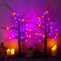 Black Lighted Halloween Tree Set - 24 Inch Indoor Spooky Decor with 2 Pack