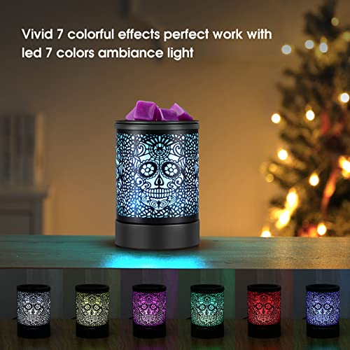 Skull Timer Fragrance Wax Melts Warmer with 7-Color LED Lights - Gothic Home Decor