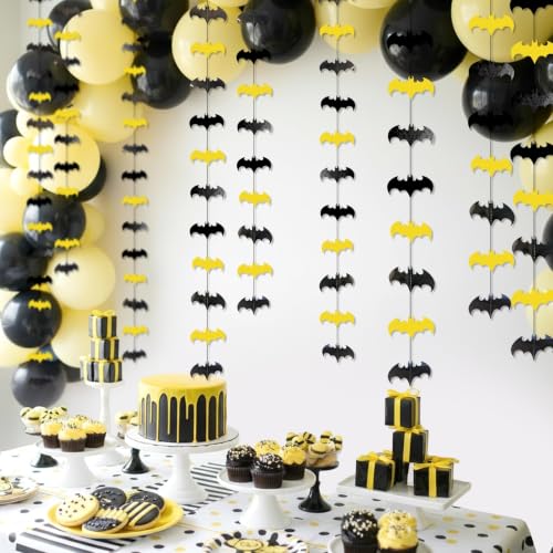 Bat Birthday Party Decorations Garland Set - Black and Yellow Bat Cutouts for Themed Events