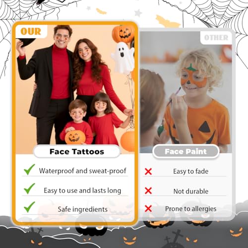 Halloween Freckles Face Tattoos 14-Piece Makeup Stickers - Variation B