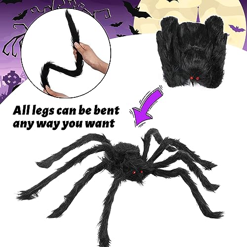 Halloween Spider Web Lights Outdoor Set with Purple LED, Black Spider & Web - 16.4Ft, 8 Modes, Large Spider & Cobwebs, Variation: Black Spider & White Webs