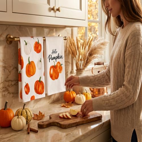 Fall Kitchen Towels Set - Autumn Home Decor Hand Dish Towels 15.8x23.6 in