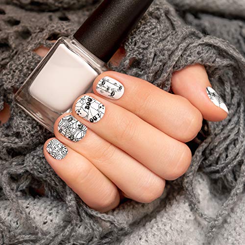 Halloween Nail Art Stamping Plates Set - 4 Designs for Manicure DIY