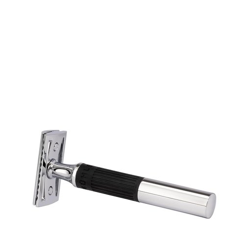 MÜHLE NEO Safety Razor - Eco-Friendly Double Edge Razor for Beginners & Experts | Chrome with Black Grip