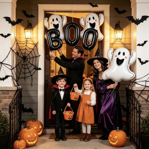 Halloween Ghost Balloons Set - 6pcs Foil Balloons for Party Decorations