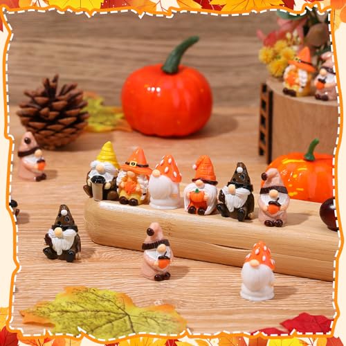 Fall Mini Resin Gnomes Set of 60 Thanksgiving Figurines - Seasonal Decor