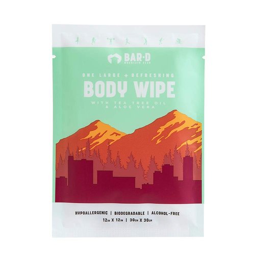 Bar-D Cleansing Face & Body Wipes - Biodegradable Shower Wipes with Tea Tree Oil & Aloe Vera | 20 Count Box
