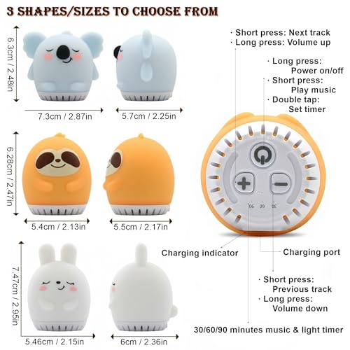 Mini Koala Night Light for Kids - 9 Color Silicone LED Lamp with White Noise & Touch Control
