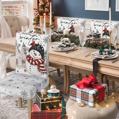 Black Snowman Chair Covers Set - 8PCS Christmas Holiday Decor