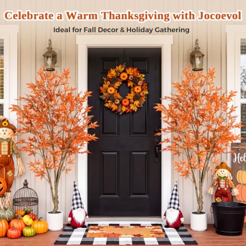 6FT Artificial Maple Tree with Pot - Fall Orange Leaves Indoor Outdoor