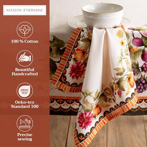 Pumpkin Garden Cloth Napkins Set of 4 - 20x20 Inch Reusable Cotton, Fall Decor