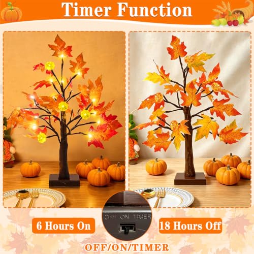 Prelit Fall Maple Tree with Pumpkin Lights - 1ft 6in Indoor Decor