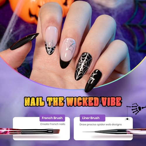 Beetles Halloween Nail Art Brushes Set D-Black-6 - 6pcs Nail Design Pen Kit
