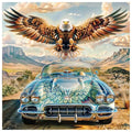 Diamond Painting Kit with Eagle and Car Design - 12x12 Inches, Full Craft Set