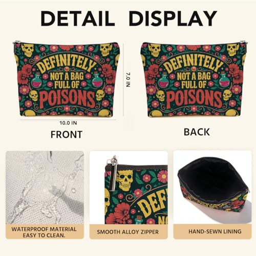 Poisonous Witch Skull Floral Gothic Makeup Bag - Multicolor 0058