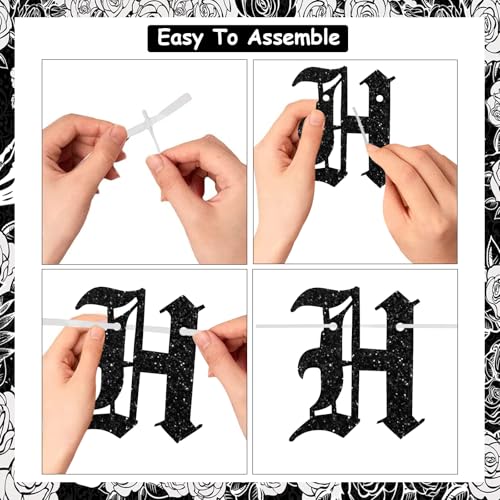 Gothic Birthday Decorations Kit with Backdrop Banner Skull Skeleton Bat Wall Decals