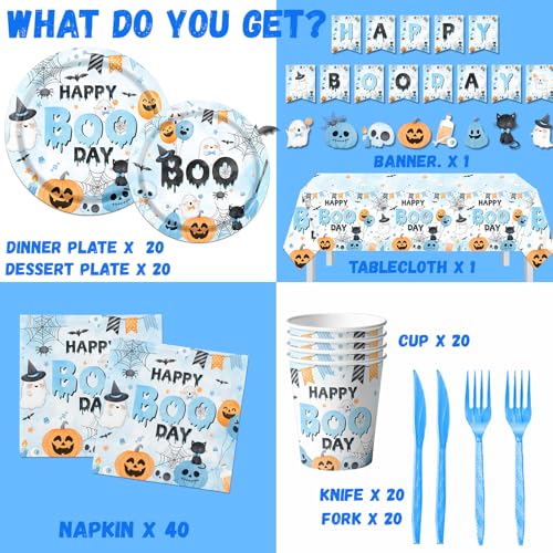 Blue Halloween Boo Day Party Decorations Set - 142 Pieces for Kids & Celebrations